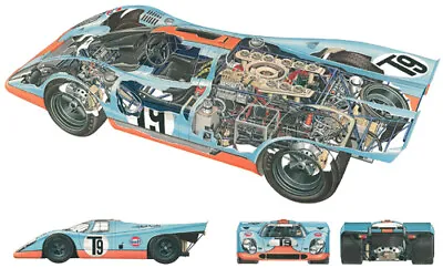 A3 Porsche 917 Cutaway Drawing Wall Poster Art Picture Print • £5.95