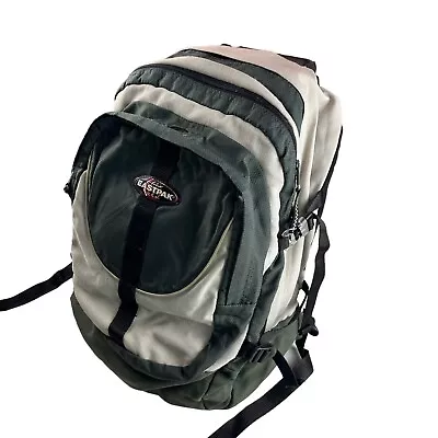 EASTPAK Pak'r Full Size Backpack Vintage Multiple Compartments Beige Green • £34.95