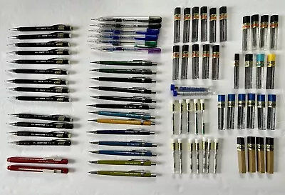 Large Lot Of 32 PENTEL Mechanical Pencils 29 Lead Refills & 16 Eraser Refills • $64.99