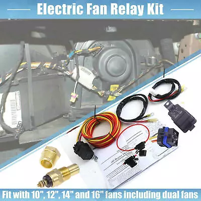 185°~165°Thermostat 12V 40Amp Dual Electric Cooling Fan Wiring Relay Install Kit • $26.99