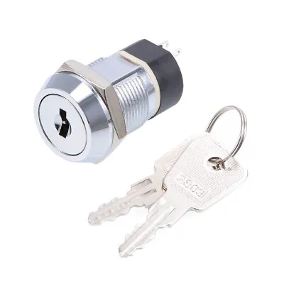 19mm 2 Positions 2NO 2NC Electric Key Lock Push Button Switch • £11.62