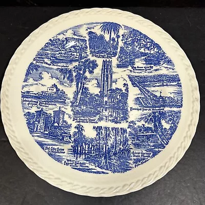 Vernon Kilns Florida Empire Of The Sun Blue Transfer Ware 10.25  State Plate USA • $14.97