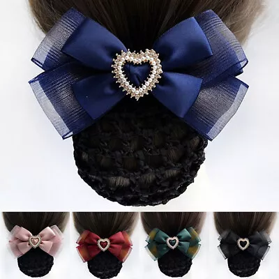 1Pcs Women's Hair Clip With Cover Net Bun Bow Barrette Snood Hairnet Accessories • £1.76