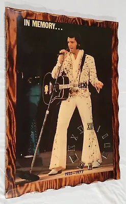 Elvis Large Wooden Clock Face Plaque Lacquered Wood Poster 1970s Jumpsuit PN 102 • $75