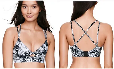 Victoria’s Secret PINK Bonded Sports Bra Push Up Tie Dye Black Gray White Medium • $21.60