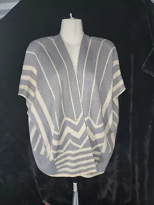 Anthropologie La Fee Verte Women's M Draped Open Front Cardigan Sweater Gray Wht • $24.97