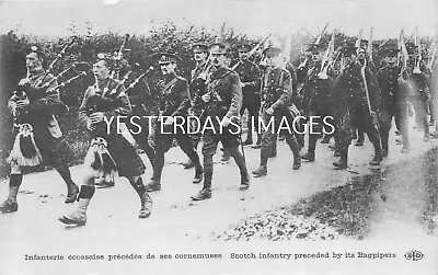 Ww1 Scotch Infantry Preceded By Its Bagpipers Military Postcard (86) • £36.50