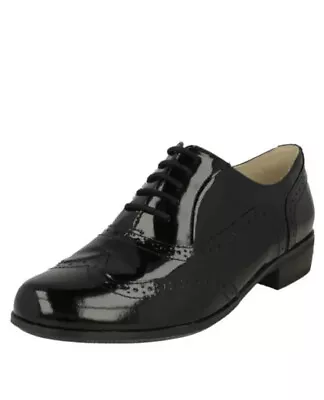 £39.99 • Buy Clarks Ladies Hamble Oak Black Patent Brogues Lace-up UK Size 6.5 E EU 40