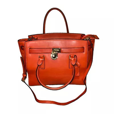 MICHAEL KORS Handbag Hamilton Traveler Vitelo Leather Satchel Crossbody Orange • $155