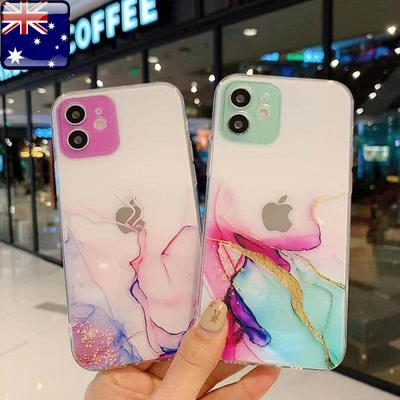 $9.58 • Buy Case Cover For IPhone 13 12 11 Pro Max XS 8 SE3 Marble Glitter Shockproof Clear