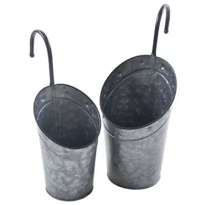 Galvanised Metal Hanging Hook Garden Planter Flower Pot Balcony Wall Mounted Tub • £6.99