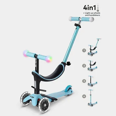 Blue Mini Micro 2 Grow 4-in-1 Scooter With LED Light-Up Wheels Age 1-6 MMD358 • £114.95