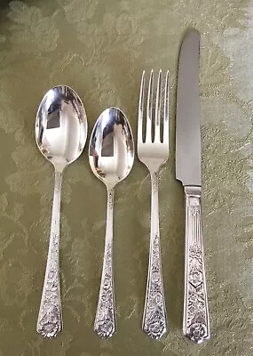 $89 • Buy Sterling Silver Place Setting Flatware CENTURY Royal Rose 4 Pc GORGEOUS