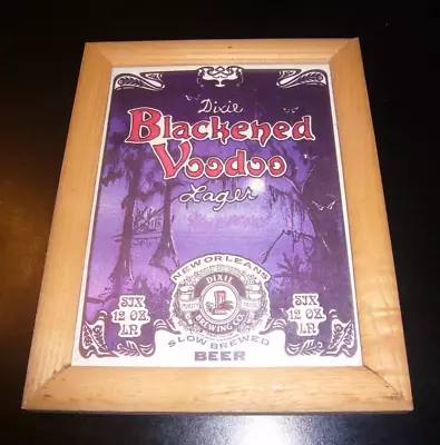 Framed Dixie Blackened Voodoo Lager New Orleans Flyer Roughly 7 X 9 Inch • $10