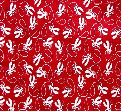 1-3/4 Yd Cowboy & Lasso Red - Michael Miller Fabric - 1930s Retro Western Ropers • $17.95