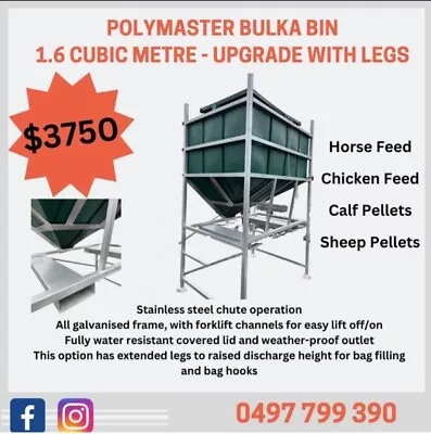 Polymaster Bulka Bin 1.6 Cubic Metre With Extra Height Frame • $3750