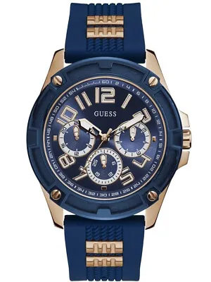 Guess Watch GW0051G3 Blue Dial Rose Gold And Blue Men's Watch ~2YR WARRANTY • £99.95