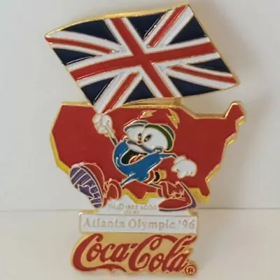 Atlanta Olympic 1996 GREAT BRITAIN FLAG PIN Coca-Cola IZZY NEW VINTAGE • $3.85