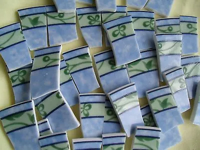 Broken China Mosaic Tiles -  PALE BLUE & GREEN Mosaic Tiles • $9.99