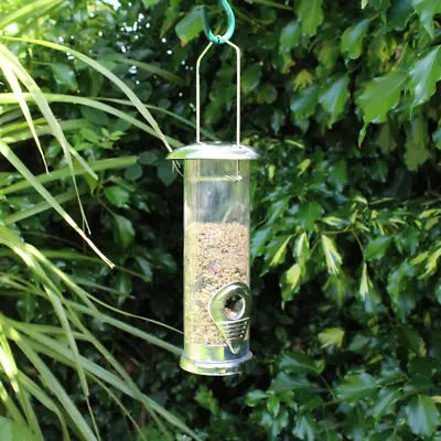 £6.99 • Buy Small Metal Bird Feeder Deluxe Hanging Seed Easy Fill Wild Bird Feeding Station 