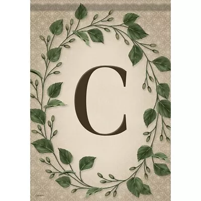 MONOGRAM INITIAL Letter C Ivy Wreath Dura Soft Garden Flag 12.5  X 18  Carson • $15.99