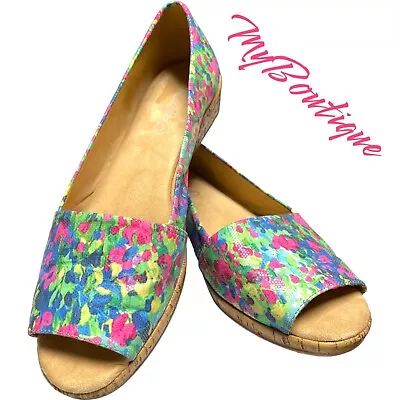 Michelle D Multicolor Print Ellena Man Made Leather Open Toy Flat Shoes 11 M • $30