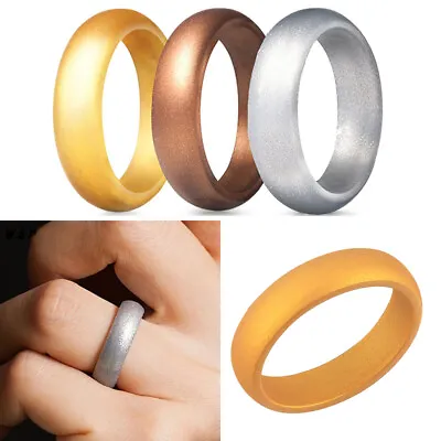 Medical Grade Silicone Wedding Ring Rubber Sport Finger Bands Ring 5.7mm Width • $2.99