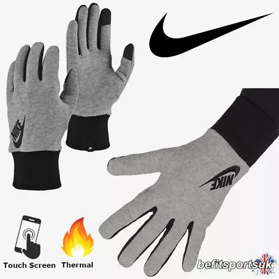 Nike Mens Winter Gloves Fleece Warm Running Touch Screen Phone Grey Black S M L • £21.95