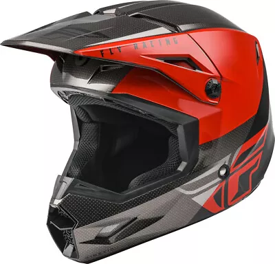 Fly Racing Kinetic Straight Edge Mx Helmet - Red/black/grey - Motocross/offroad • $129.95