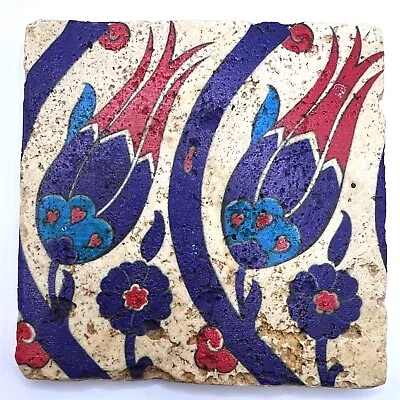 Original Hand Painted Ceramic Art Tile Floral Islamic Gift Porcelain Ottoman • £24