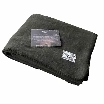 Woolly Mammoth Merino Wool Blanket - Large 66  X 90  4LBS Camp Throw - GREEN • £47.50