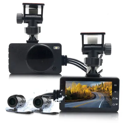 Motorcycle Dash Dual Lens Recording Camera 3  LCD Screen 120Degree Angle Driving • $45.30