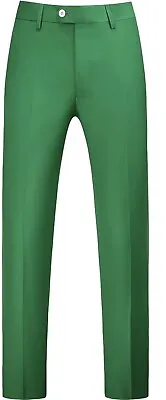 MOGU Mens Front Flat Casual Dress Pants Slim Fit Size 38 Green • $28