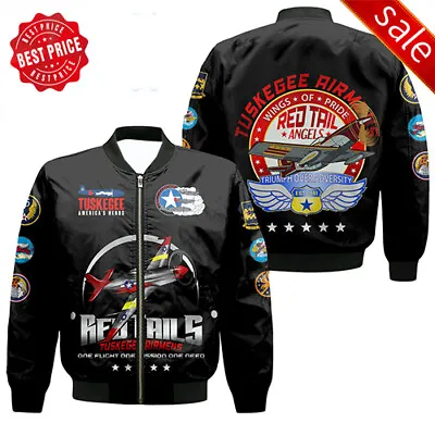 Tuskegee Airmens Red Tails African American Heros Bomber Windbreaker With Fleece • $52.98