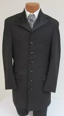 Black Frock Coat Halloween Costume Discount Long Jacket Trench Zombie Butler • $25.51