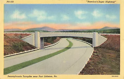 Postcard Pennsylvania Turnpike Near Fort Littleton PA Posted 1947 McKees Rocks • $1.99