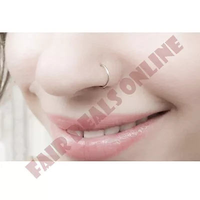 Delicate Clip On Fake Silver Extra Thin Small Nose Ring Hoop 4 Non Pierced Nose • £3.49