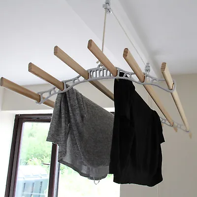 £109.99 • Buy Clothes Airer Pulley Ceiling 6 Lath Hanging Traditional Mounted Dryer 1.2m White