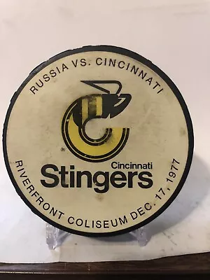 Cincinnati Stingers Vs Russia 12-17-77 Arby's Back Canada Puck   Sticker Puck  • $25