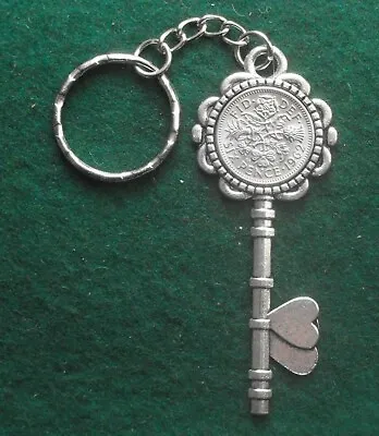 £2.95 • Buy 1962 60th Birthday Lucky Sixpence Key Keyring Retirement Gift Bag Vintage Queen