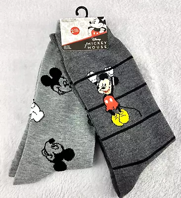 Disney Mens 2 Pair Of MICKEY MOUSE Crew Socks With Mickey's Thumbs Up- Shoe 6-12 • $11.99