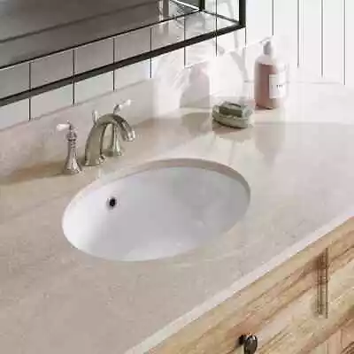 19.6  X 15.7  Oval Vitreous China Undermount Bathroom Sink With Overflow Hole • $65.99