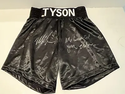 Mike Tyson Autographed Black Boxing Trunks “Eat Your Children” Inscription GTSM • $599.99