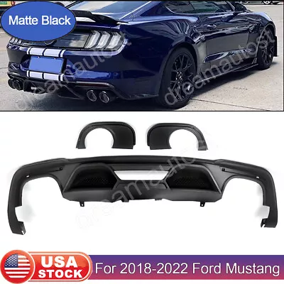 For 2018-2022 Ford Mustang GT500 Style Black Rear Bumper Lip Quad Tips Diffuser • $360.04