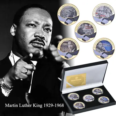 5pcs Martin Luther King Gold Commemorative Coin Nobel Peace Prize In Gift Box • $17.80