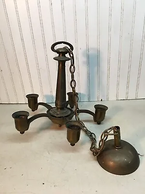 Vtg  Art Deco 5 Light Cast Iron Hanging  Chandelier 14in X 12in Parts Repair Lot • $112.50