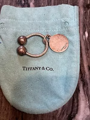 Vintage Tiffany Sterling Silver 925 Keychain/Key Tag Horseshoe Bull Ring And Bag • $55