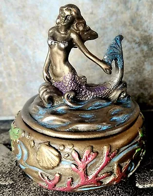 Summit Collection Mystical Mermaid Riding On The Wave Small Trinket Box Figurine • $15.50
