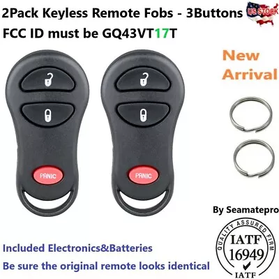 2x Keyless Entry Key Remote Fob For DODGE GRAND CARAVAN RAM GQ43VT17T 04686481 • $12.86