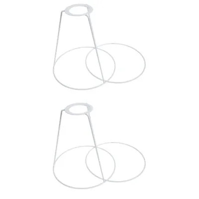 2 Sets White Iron Cone Shade Holder Lamp Adapter Ring Lampshade Carrier • £17.48